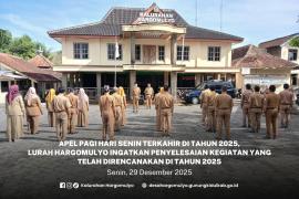 AMANAT APEL PAGI, LURAH HARGOMULYO INGATKAN PENYELESAIAN KEGIATAN YANG TELAH DIRENCANAKAN