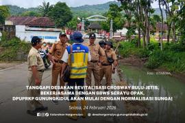 TANGGAPI DESAKAN REVITALISASI CROSWAY BULU-JETIS,DPUPRKP GUNUNGKIDUL MULAI DENGAN NORMALISASI SUNGAI