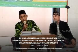 PERINGATAN NUZULUL QURAN,LURAH HARGOMULYO AJAK PERKUAT NILAI ALQURAN DALAM KEBERAGAMAN DI HARGOMULYO