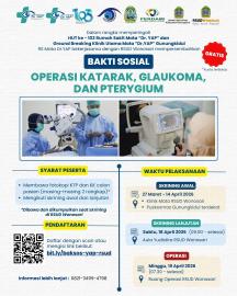 BAKTI SOSIAL OPERASI KATARAK, GLAUKOMA DAN PTERYGIUM GRATIS!!