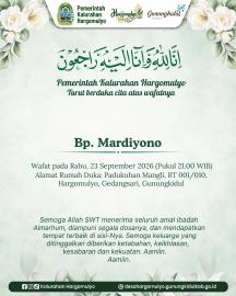 PEMKAL HARGOMULYO TURUT BERDUKA CITA ATAS WAFATNYA BP. MARDIYONO